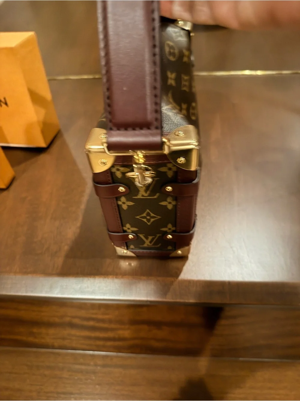 Louis Vuitton Monogram Canvas Mini Trunk Bag with Green Tassel, Limited Edition
